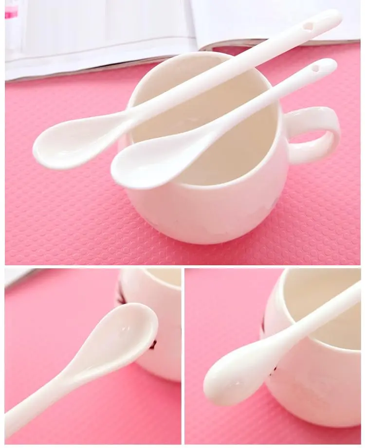 lasenersm White Long Handle Ceramic Spoon Set of 4 | Safe, Durable & Easy to Clean - view 10