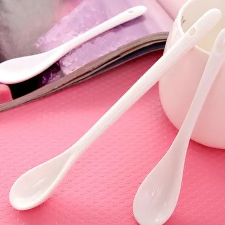 lasenersm White Long Handle Ceramic Spoon Set of 4 | Safe, Durable & Easy to Clean - view 8