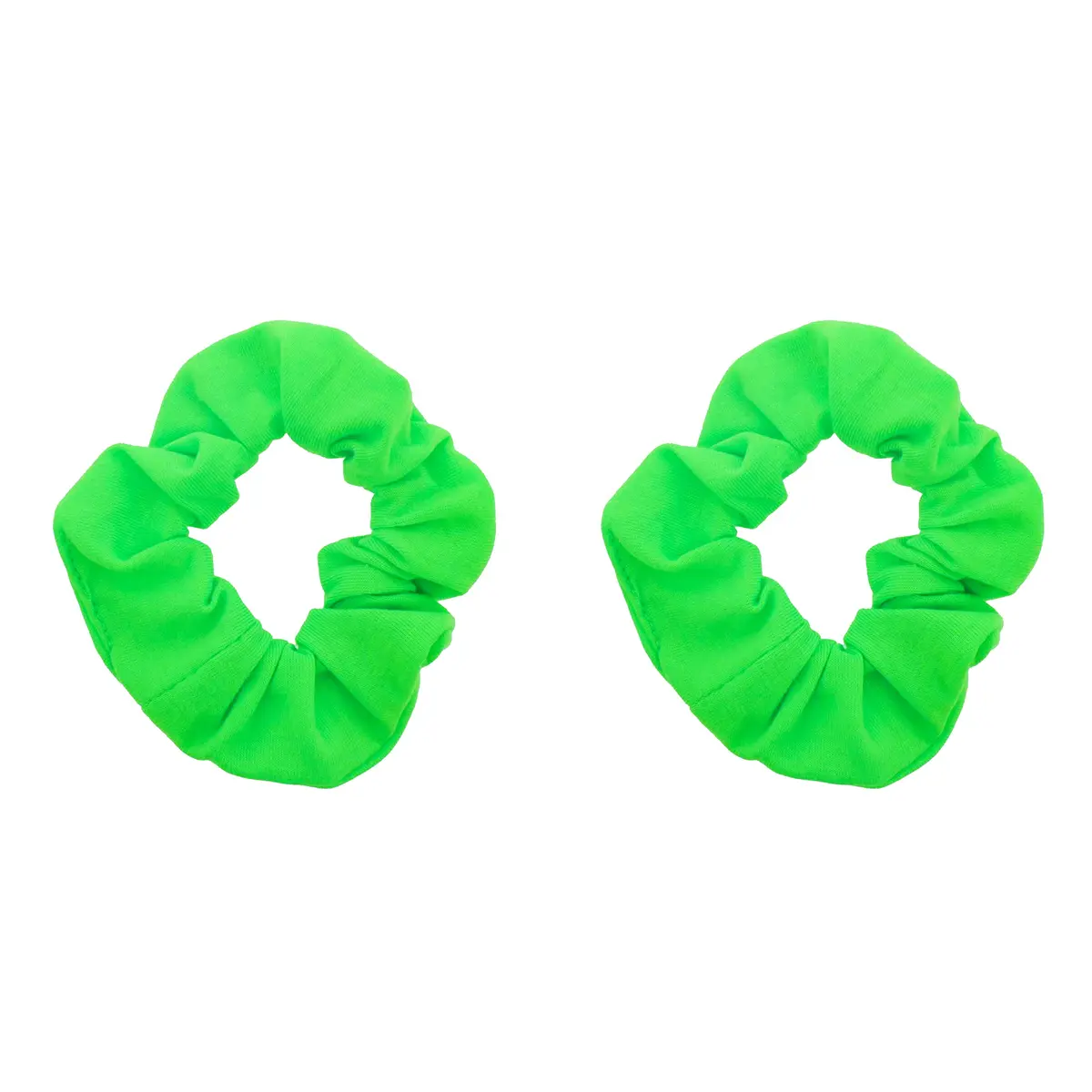 Motique Accessories Solid Scrunchies for Women, Set of 2, Neon Green | No-Crease, Gentle Hold for All Hair Types - main product image