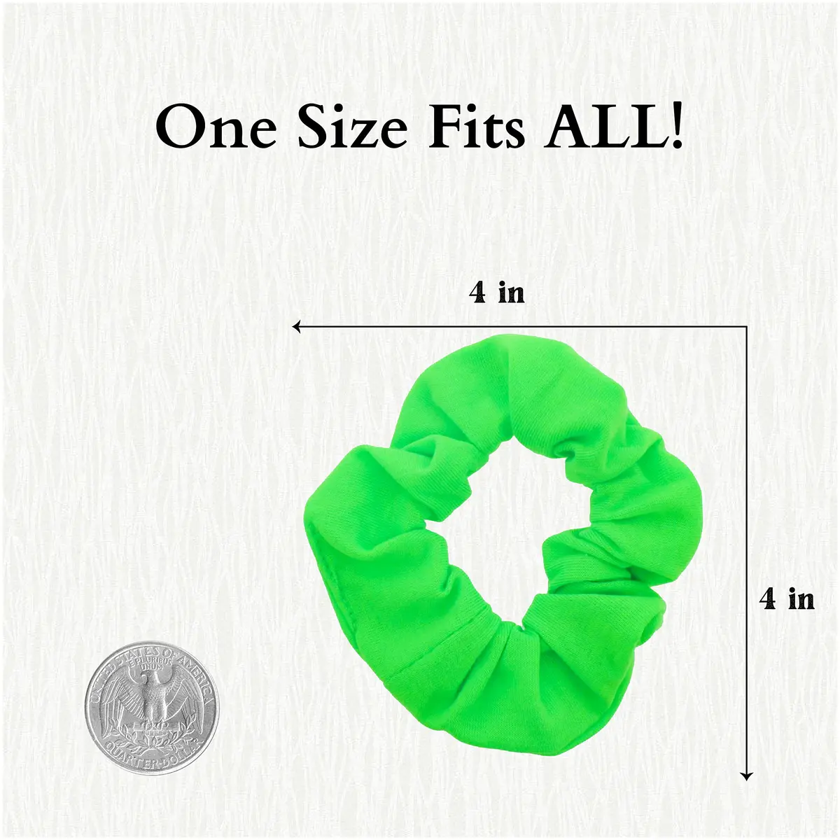 Motique Accessories Solid Scrunchies for Women, Set of 2, Neon Green | No-Crease, Gentle Hold for All Hair Types - view 5