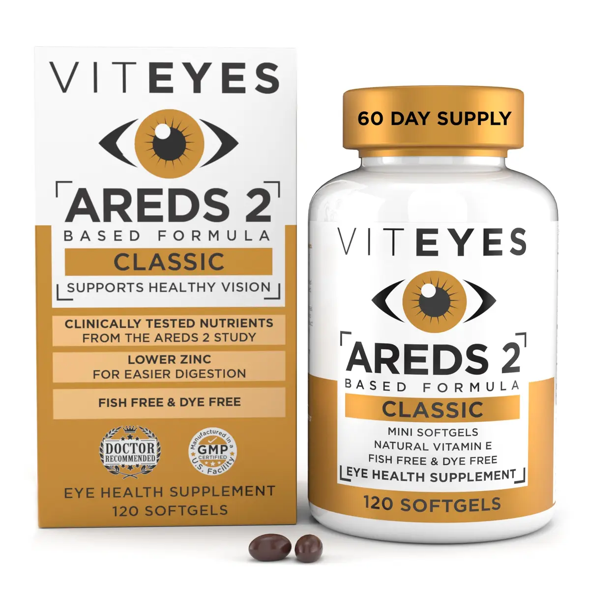 Viteyes AREDS 2 Softgels 120 Count | Clinically Tested Eye Vitamin for AMD Support - main product image