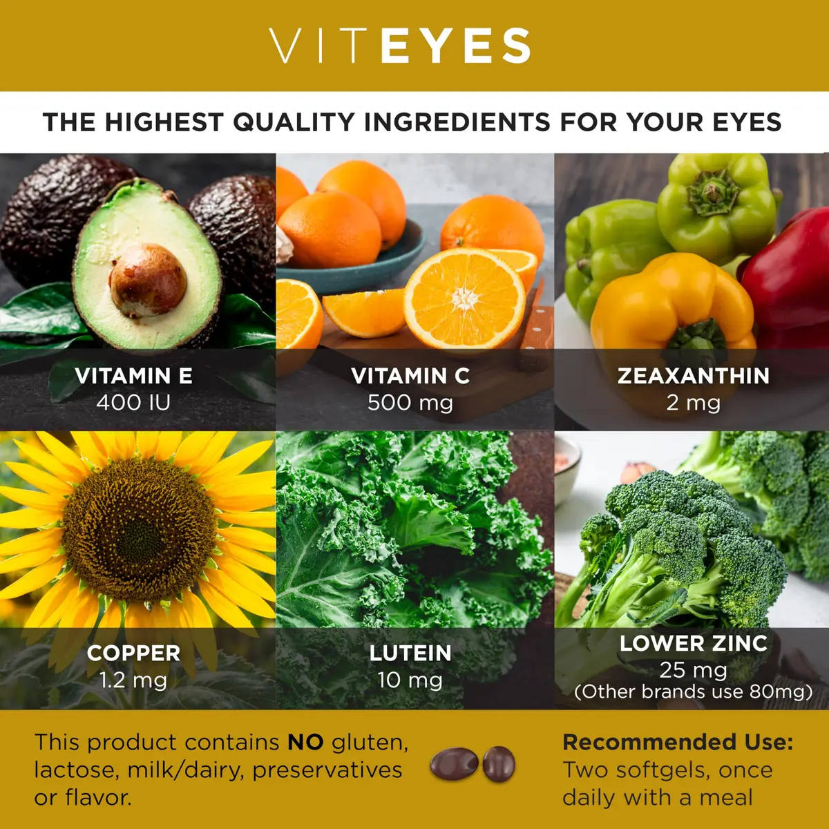 Viteyes AREDS 2 Softgels 120 Count | Clinically Tested Eye Vitamin for AMD Support - view 3