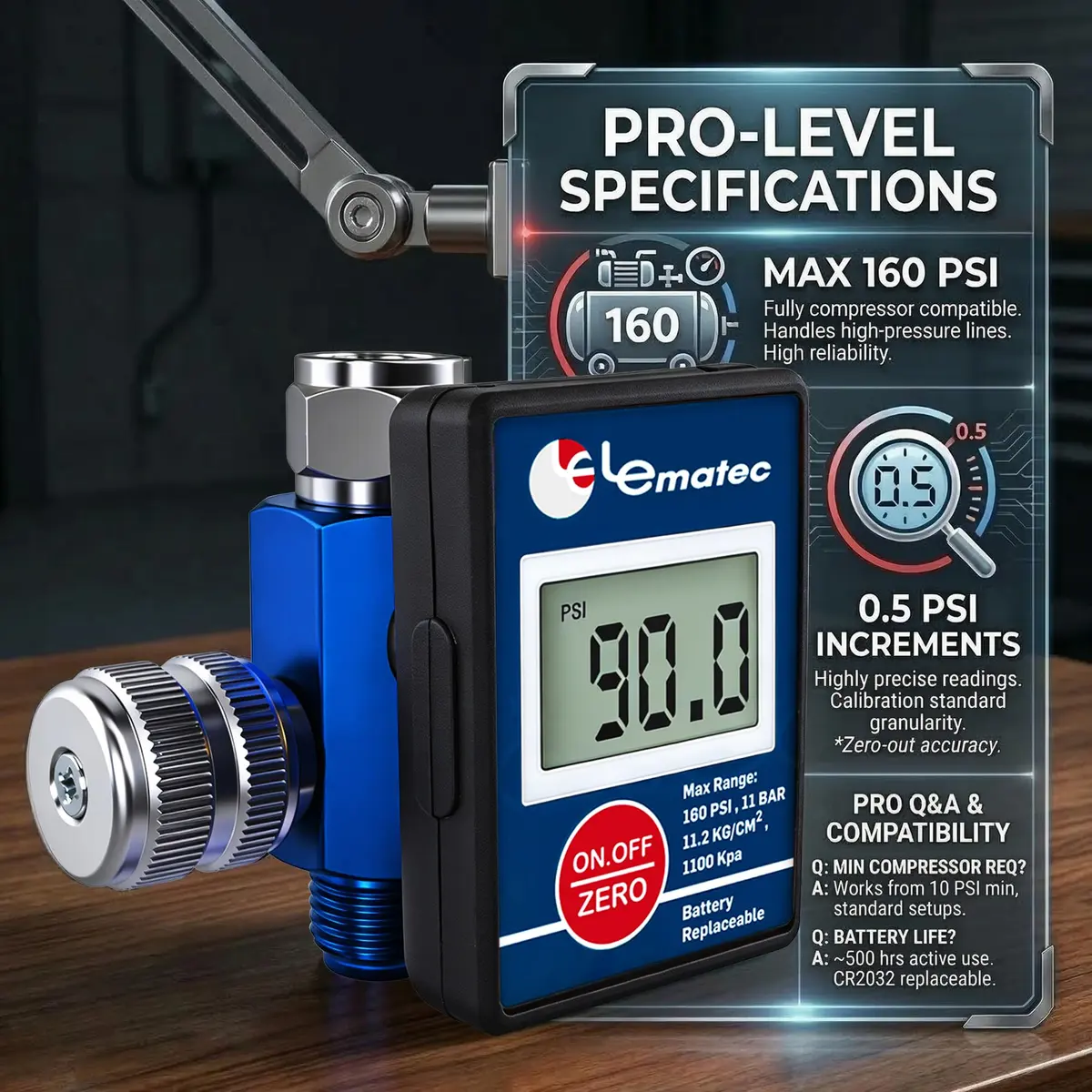 LE LEMATEC DAR01B Digital Air Regulator Valve with LED Gauge, 1/4 NPT (0.635 cm Inlet) - view 6