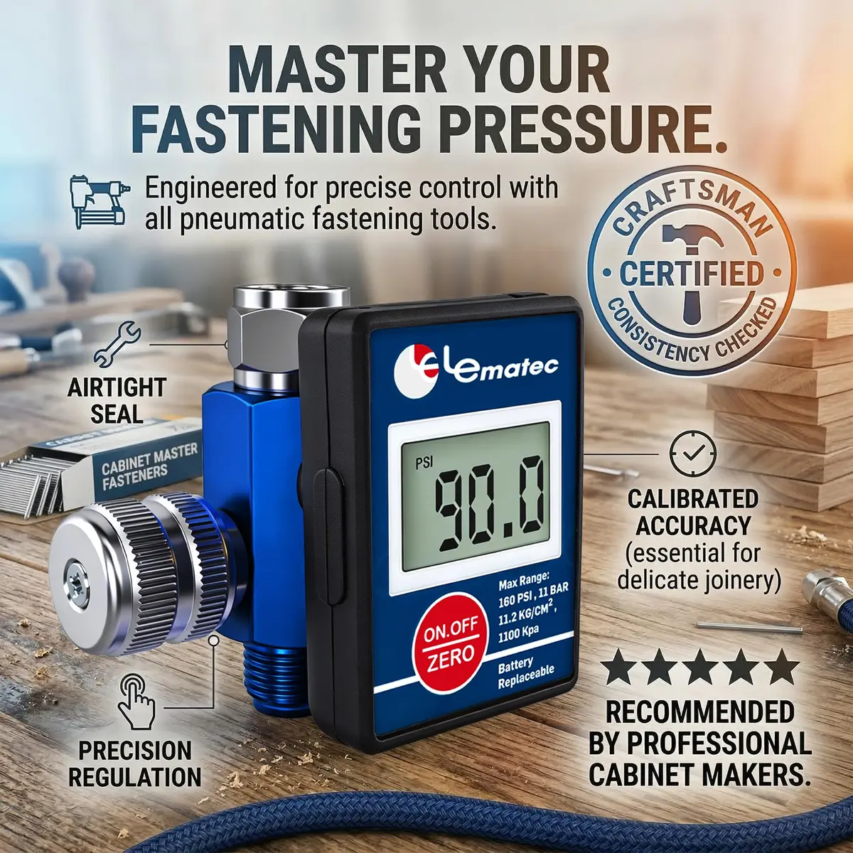 LE LEMATEC DAR01B Digital Air Regulator Valve with LED Gauge, 1/4 NPT (0.635 cm Inlet) - view 8