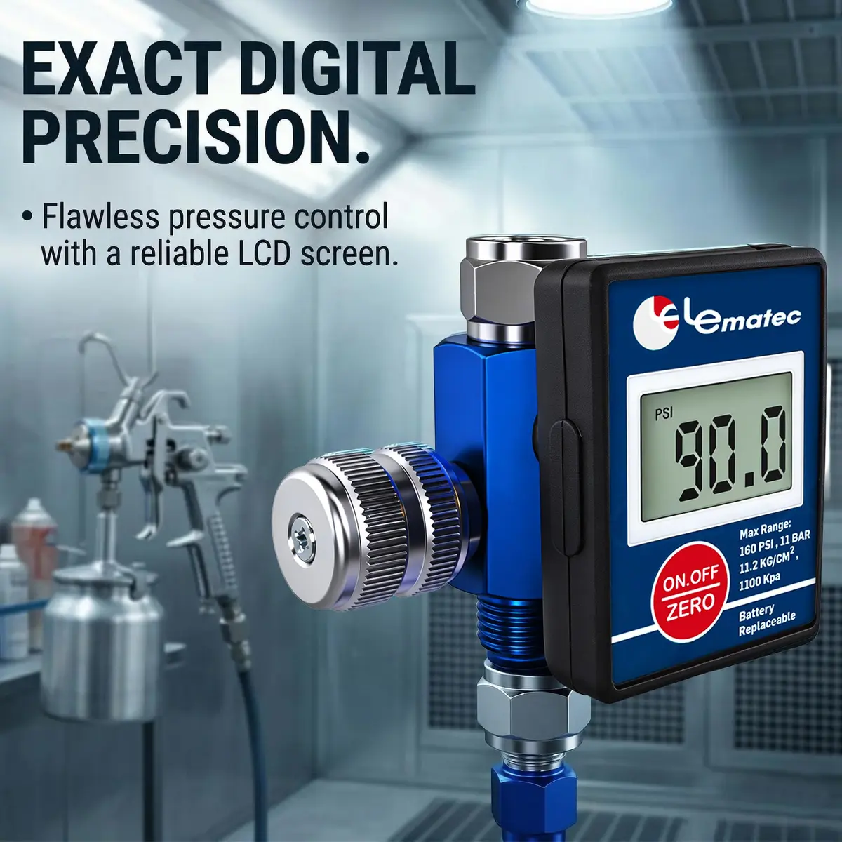 LE LEMATEC DAR01B Digital Air Regulator Valve with LED Gauge, 1/4 NPT (0.635 cm Inlet) - view 2