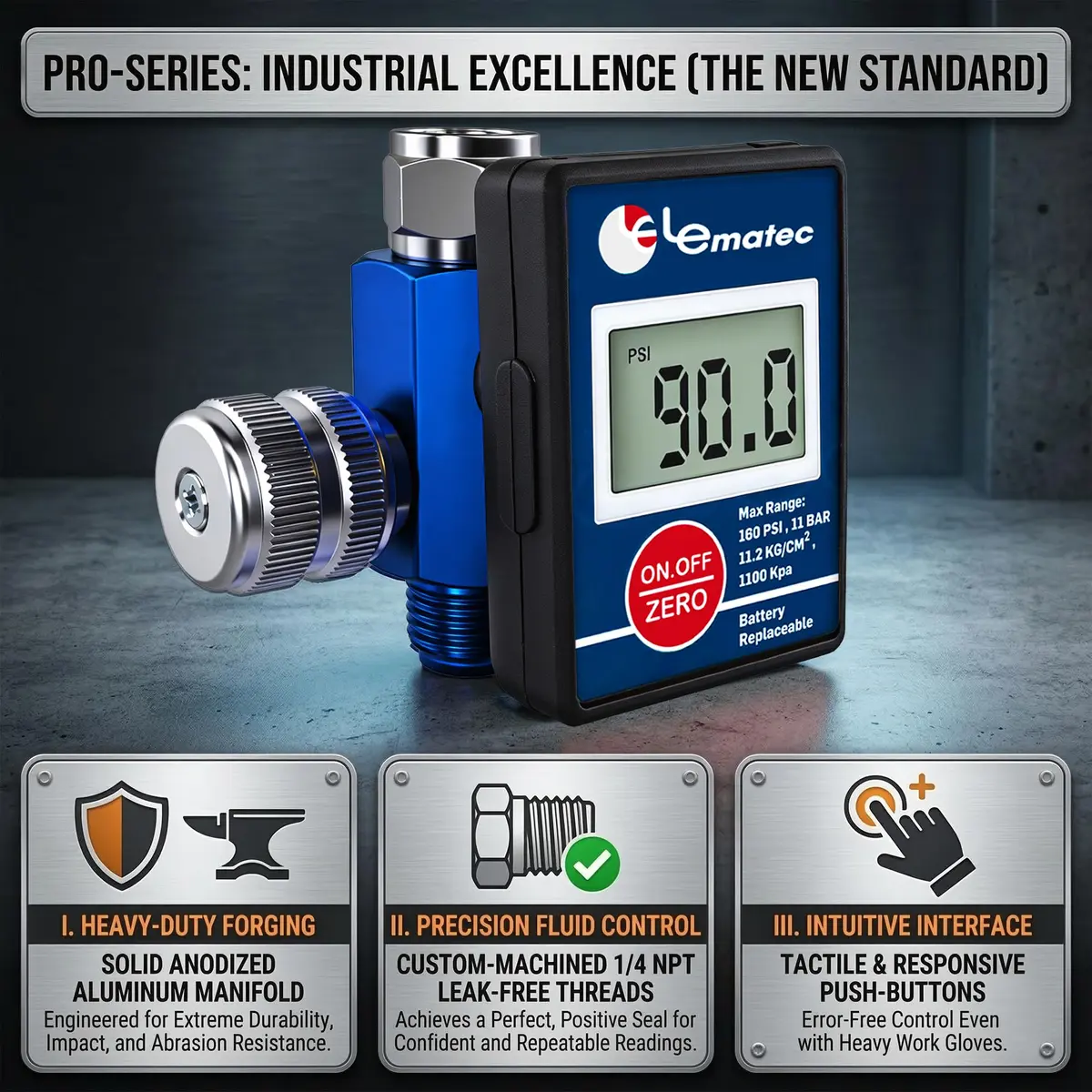 LE LEMATEC DAR01B Digital Air Regulator Valve with LED Gauge, 1/4 NPT (0.635 cm Inlet) - view 4
