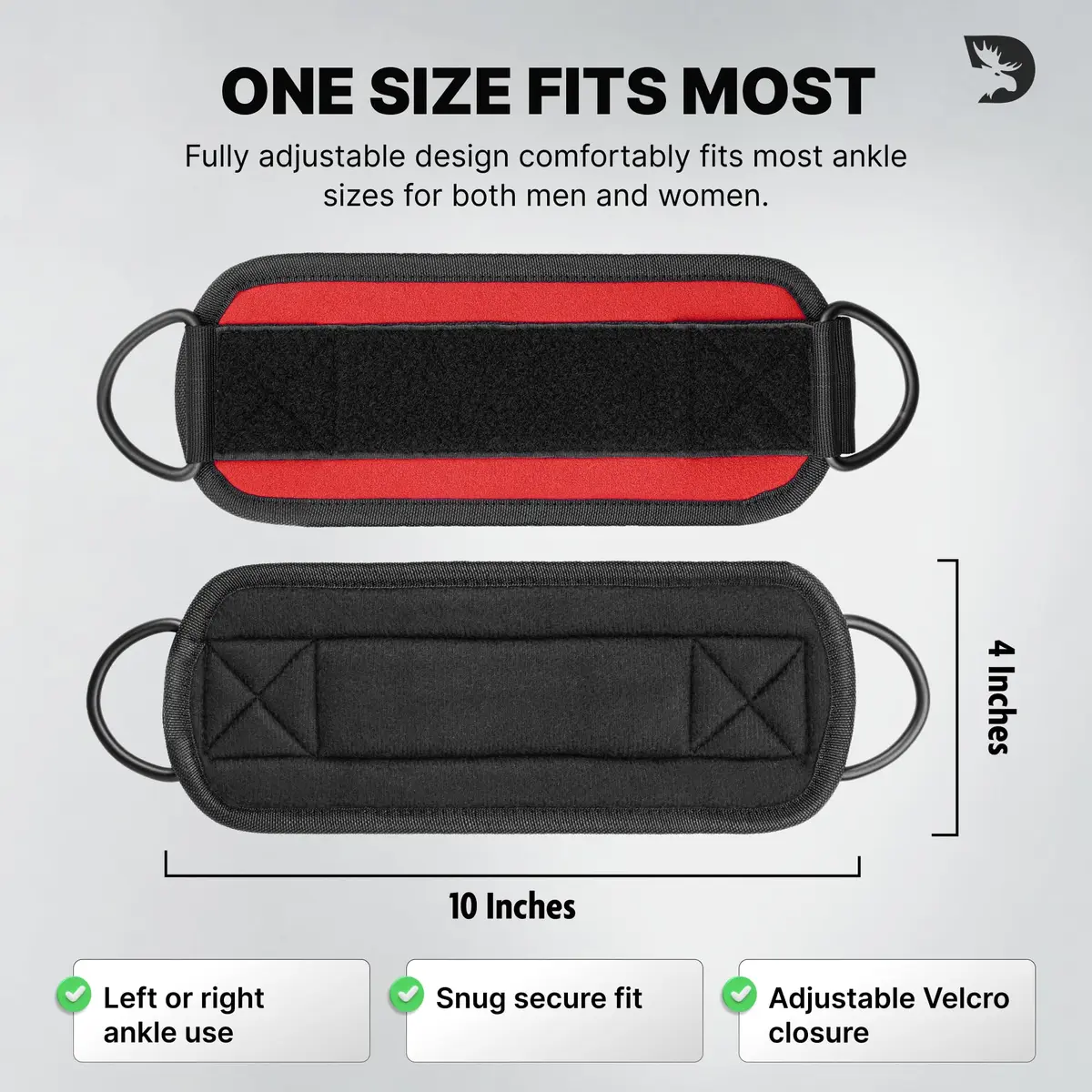 DMoose Ankle Strap for Cable Machine - One Size Fit with Premium Padding, Workout Kickback Ankle Cuffs, Ankle Bands for Lower Body Exercises - view 6