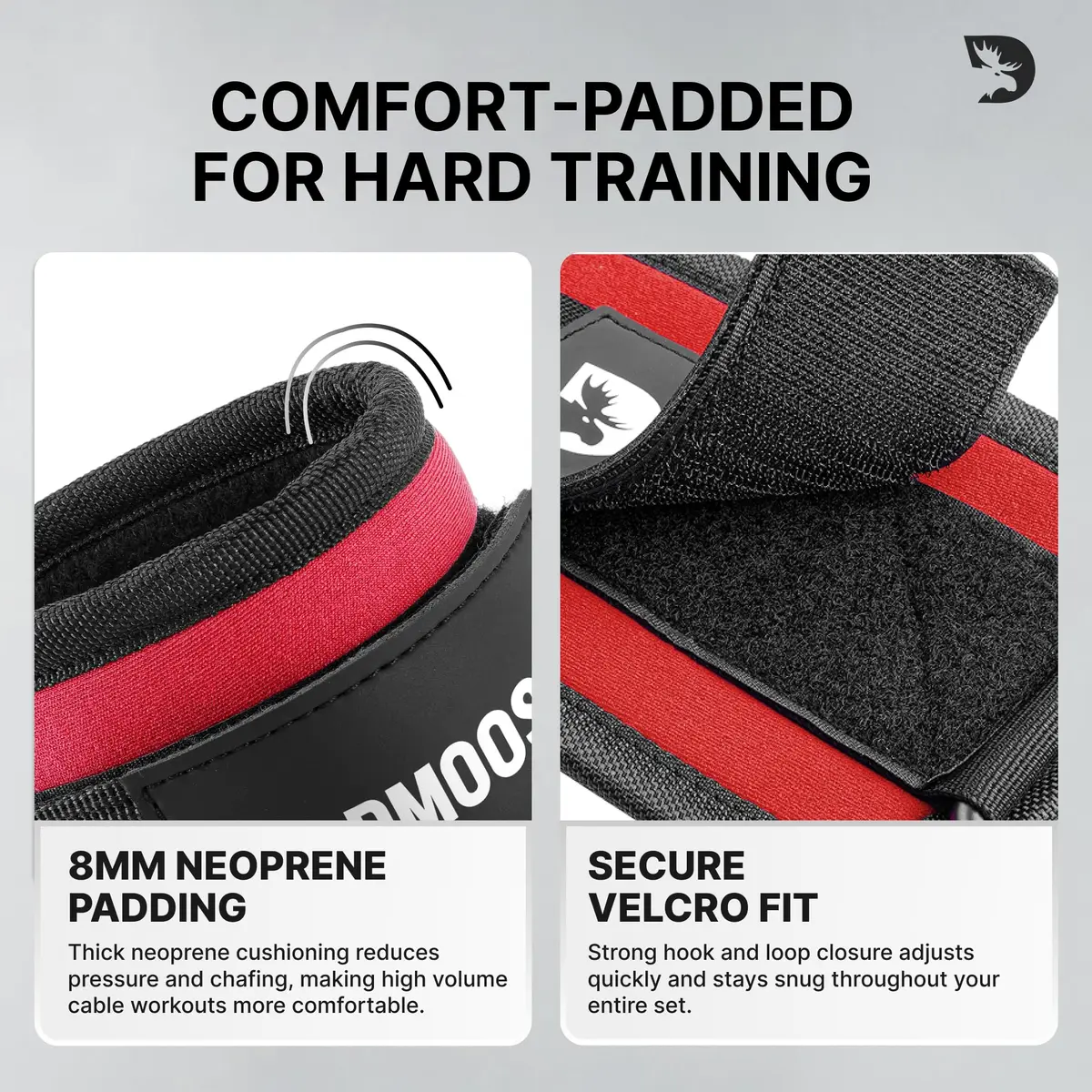 DMoose Ankle Strap for Cable Machine - One Size Fit with Premium Padding, Workout Kickback Ankle Cuffs, Ankle Bands for Lower Body Exercises - view 4