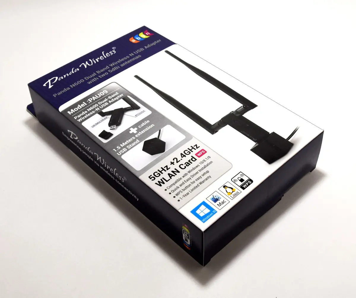 Panda Wireless PAU09 N600 Dual Band USB WiFi Adapter 300Mbps (2.4GHz/5GHz) with Dual 5dBi Antennas | Windows, Linux, Raspbian Compatible - view 4