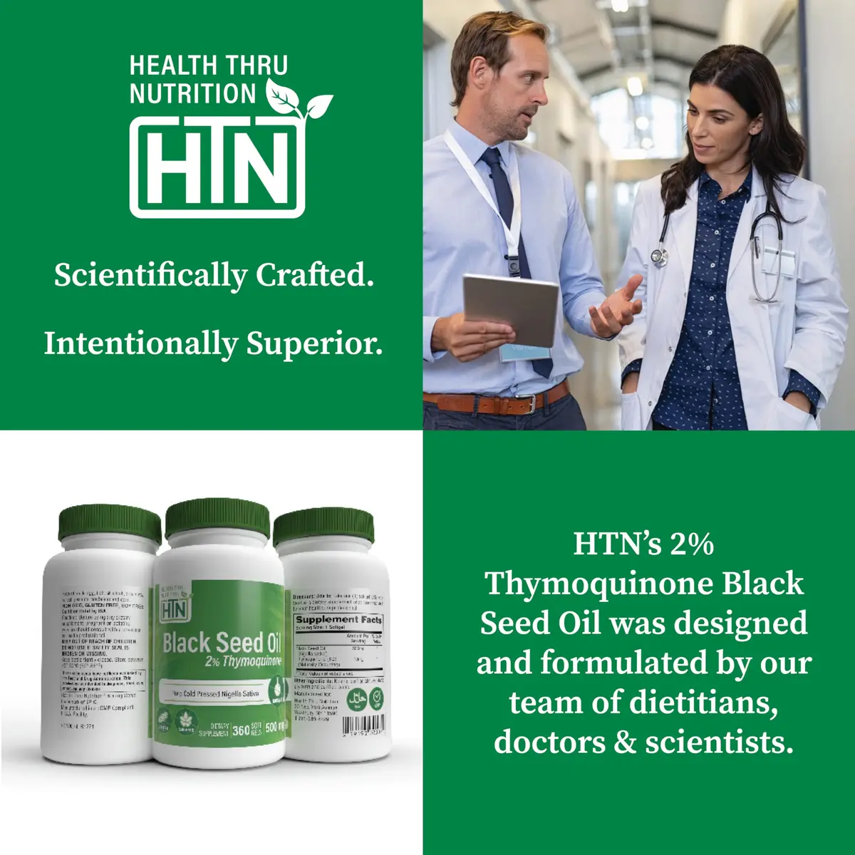 Health Thru Nutrition Black Seed Oil 500mg | High Potency 2% Thymoquinone | 360 Softgels | Unflavored - view 5