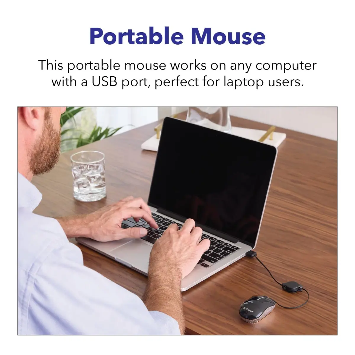 Verbatim Mini Travel Optical Mouse, USB-A, Retractable Cable, Black | Smooth, Precise Tracking for Everyday Use - view 5