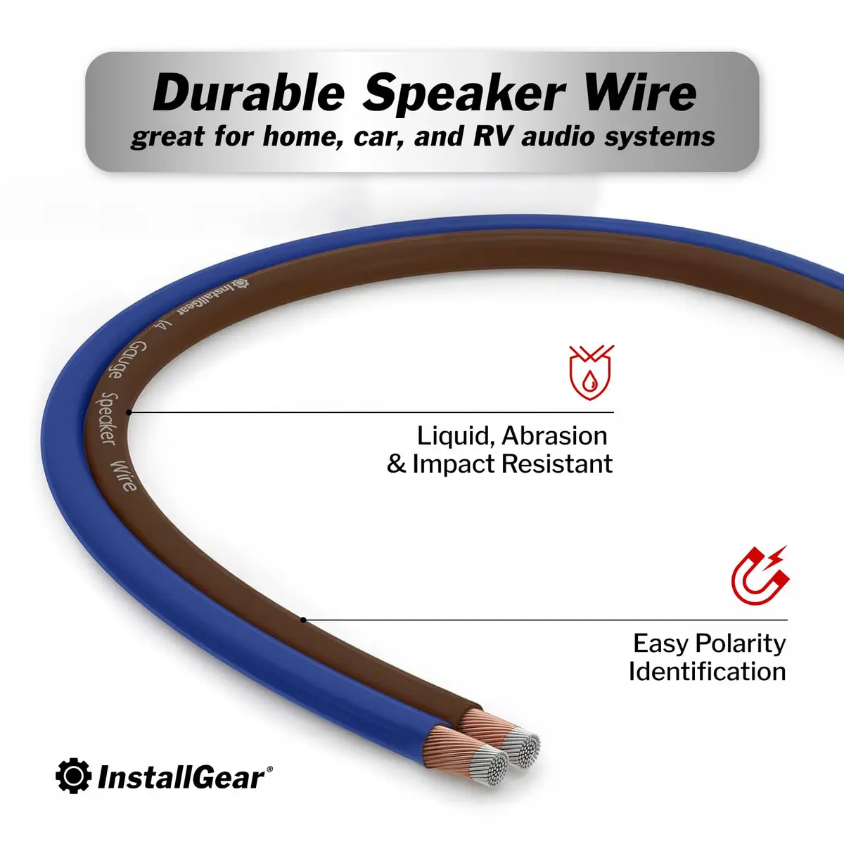 InstallGear 100ft 14 Gauge Speaker Wire with 12 Banana Plugs | Copper Clad Aluminum for Clear Sound - view 7
