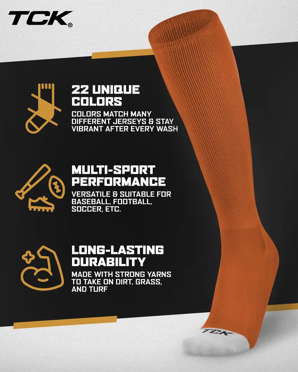TCK Prosport Knee High Tube Socks - Texas Orange | Athletic Performance & Classic Style - view 5