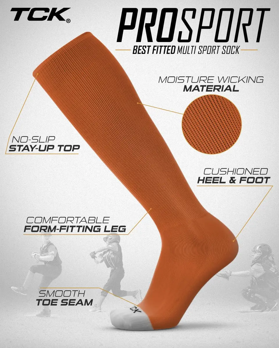 TCK Prosport Knee High Tube Socks - Texas Orange | Athletic Performance & Classic Style - view 4