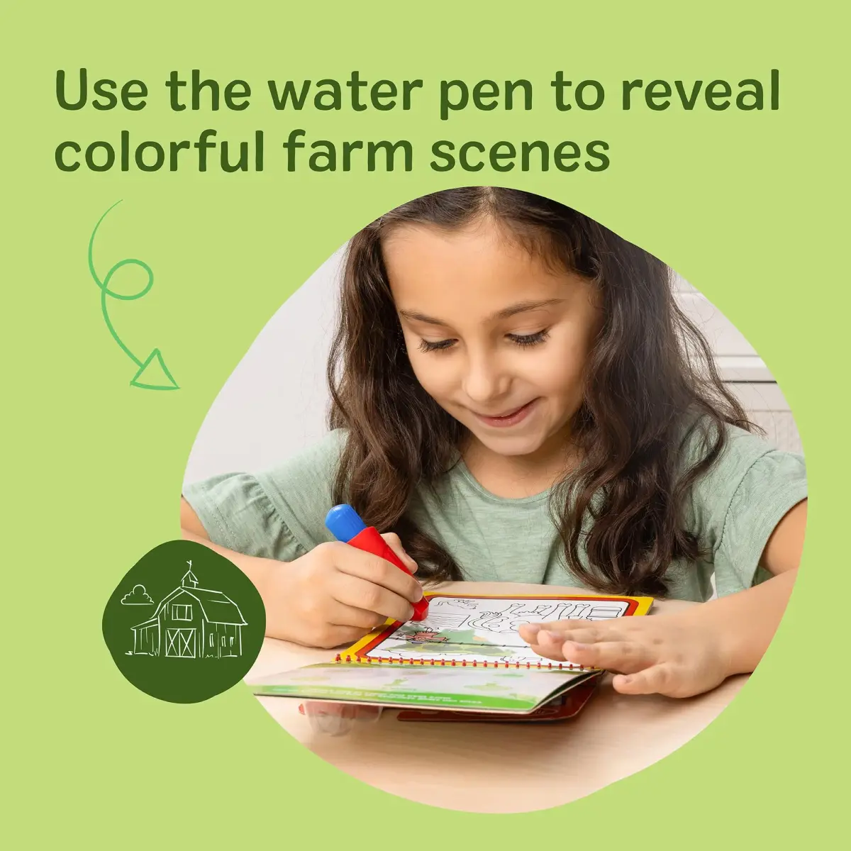 Melissa & Doug Water Wow! On The Farm Mess Free Coloring Book 25cm (9.8in) | Reusable Water-Reveal Activity Pad - view 3