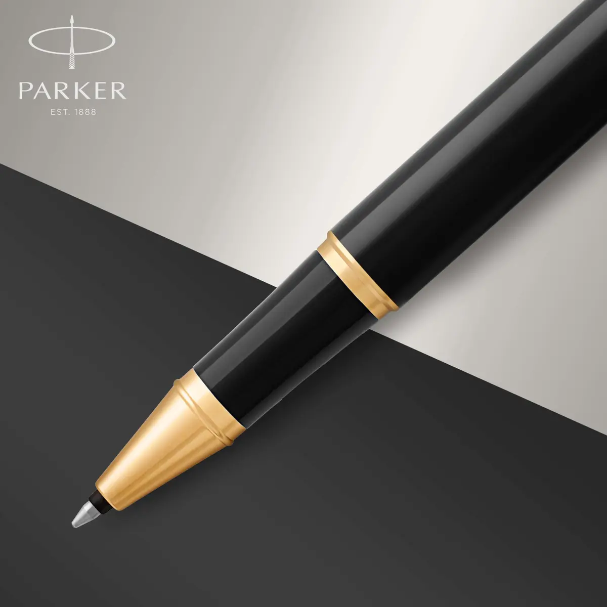 Parker IM Rollerball Pen Black Lacquer Gold Trim Fine Point Black Ink Gift Box (1931659) | Smooth Writing Instrument - view 4