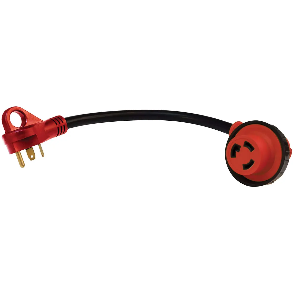 Valterra Mighty Cord 90° Detachable Adapter Cord 30cm (12") - 30 Amp Male to 30 Amp Female, Red - main product image
