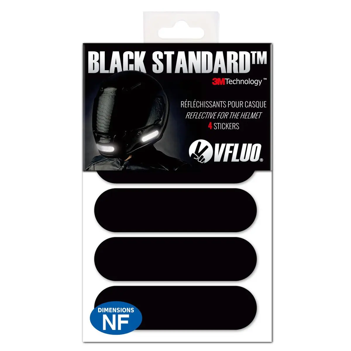 VFLUO Retro Reflective Helmet Stripes Kit - Black - Set of 4 | High Visibility 3M Technology - main product image
