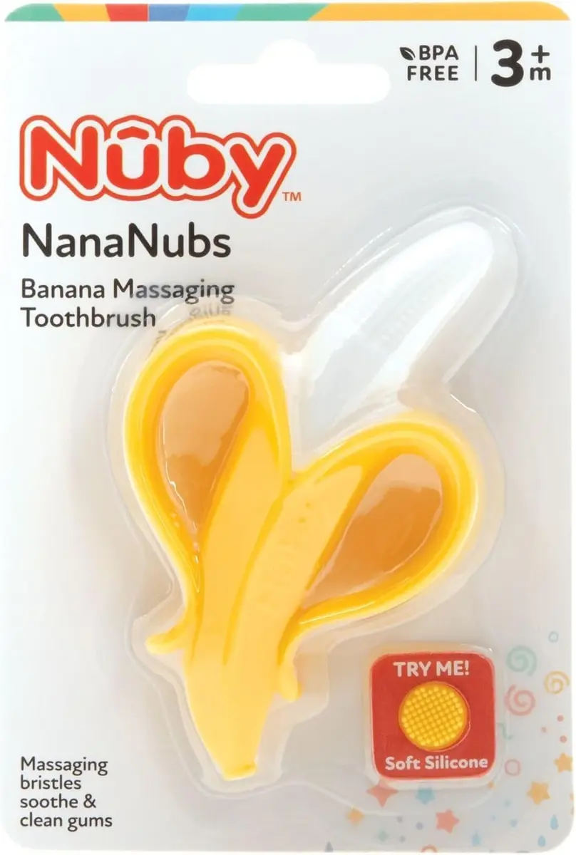 Nuby NanaNubs Banana Massaging Teether 3+ Months | Soft Silicone Gum Massager - view 8