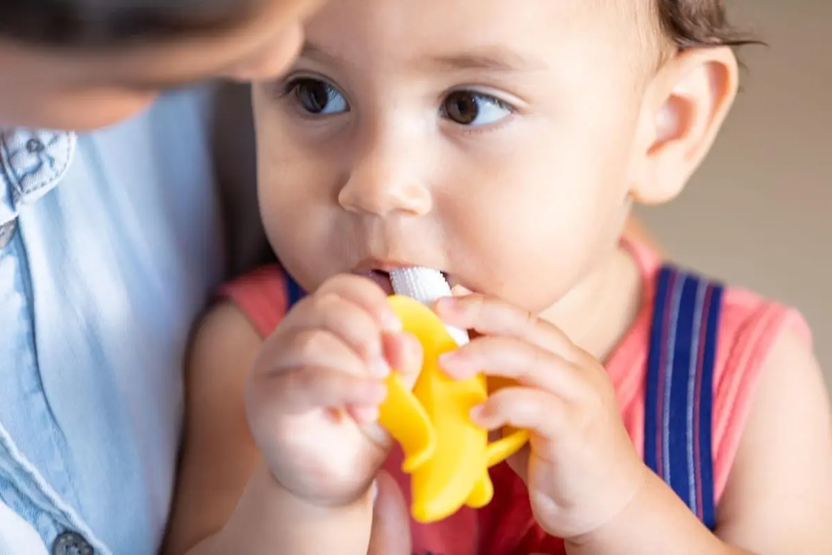 Nuby NanaNubs Banana Massaging Teether 3+ Months | Soft Silicone Gum Massager - view 3