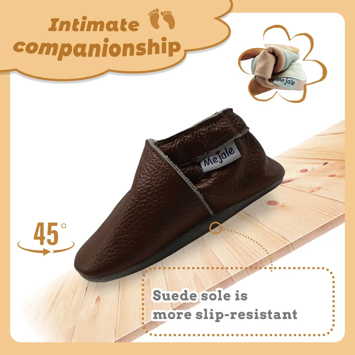 Mejale Baby Boy Shoes Soft Sole Leather Moccasins 12-18 Months | Natural Support & Comfort - view 3