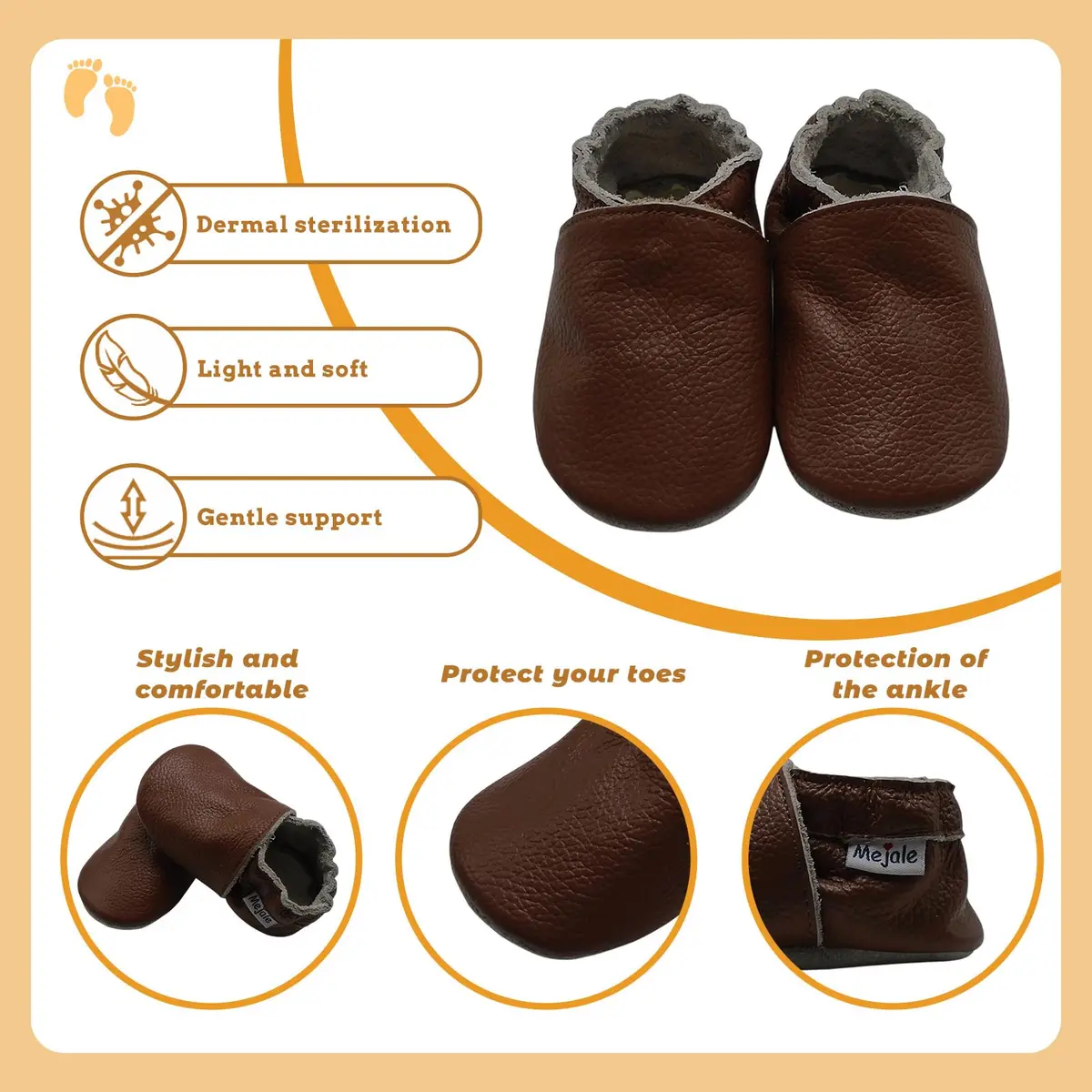 Mejale Baby Boy Shoes Soft Sole Leather Moccasins 12-18 Months | Natural Support & Comfort - view 4