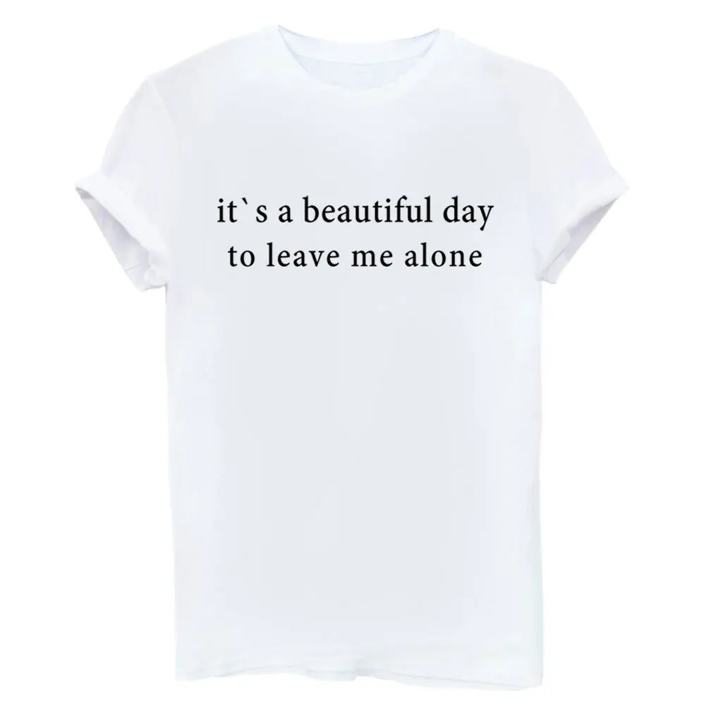 YITAN Letter Print Short Sleeve Crew Neck Women T Shirt Top White Small | Casual Summer Style - main product image