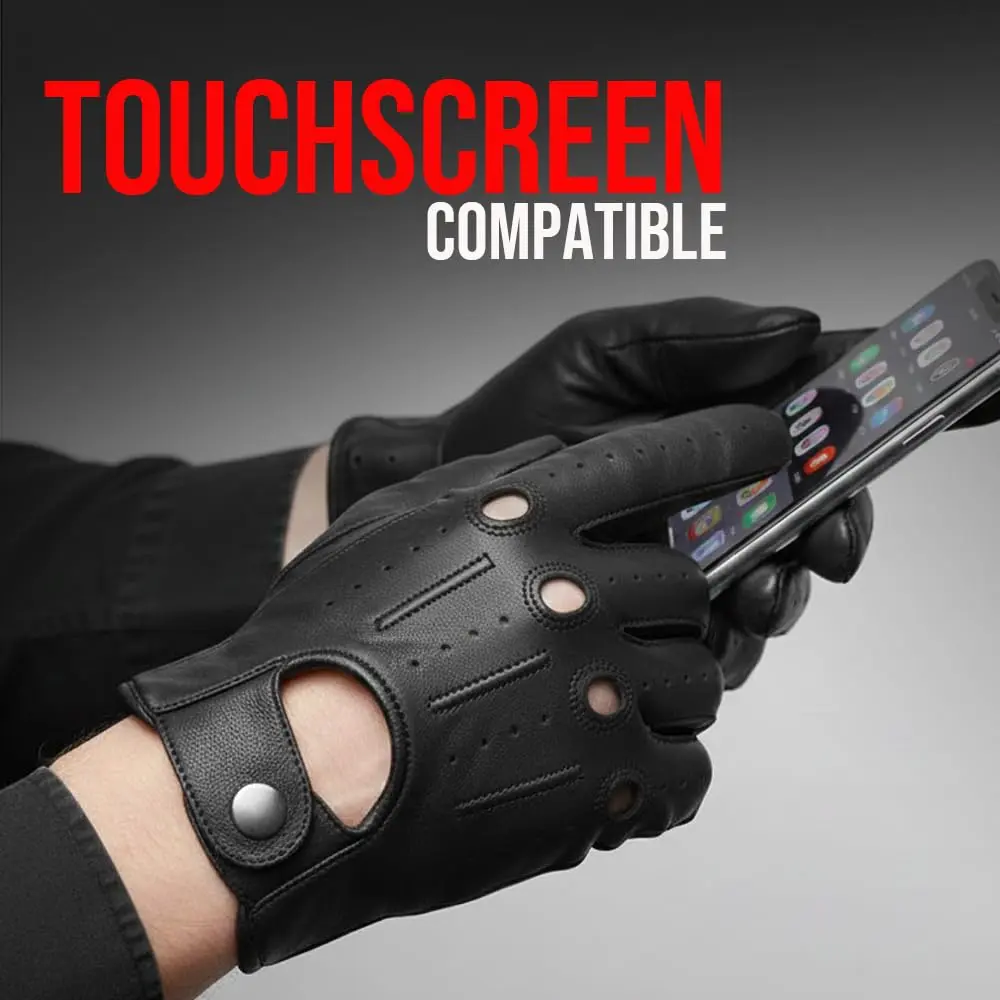 Jackets 4 Bikes Mens Transporter Genuine Lambskin Leather Driving Gloves, Riding Black XXL | Unlined Ventilated Touchscreen Gloves - view 6