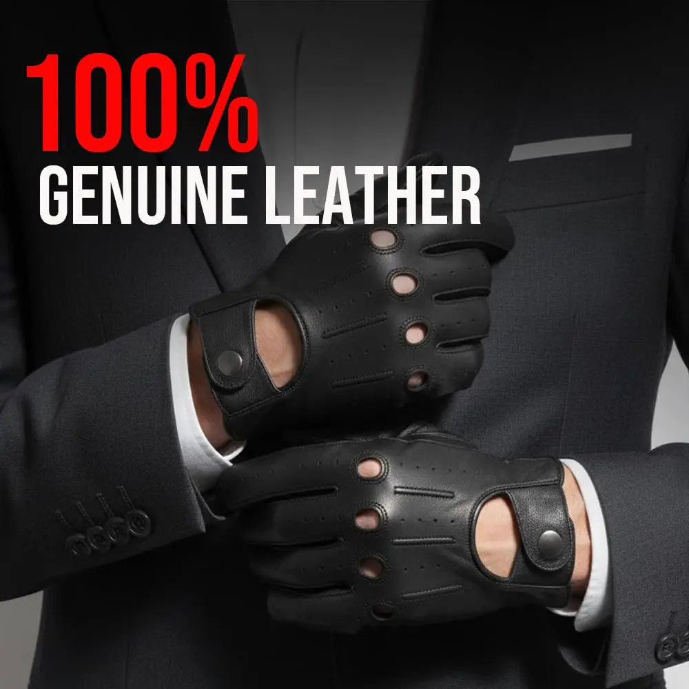 Jackets 4 Bikes Mens Transporter Genuine Lambskin Leather Driving Gloves, Riding Black XXL | Unlined Ventilated Touchscreen Gloves - view 4