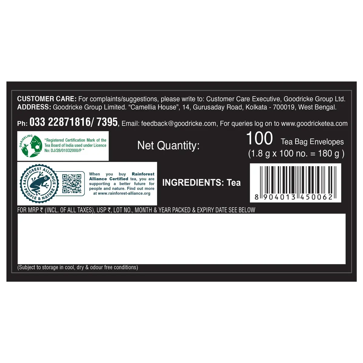 Goodricke Castleton Premium Darjeeling Tea Bags 100 Count | World's 2nd Largest Tea Producer - view 4