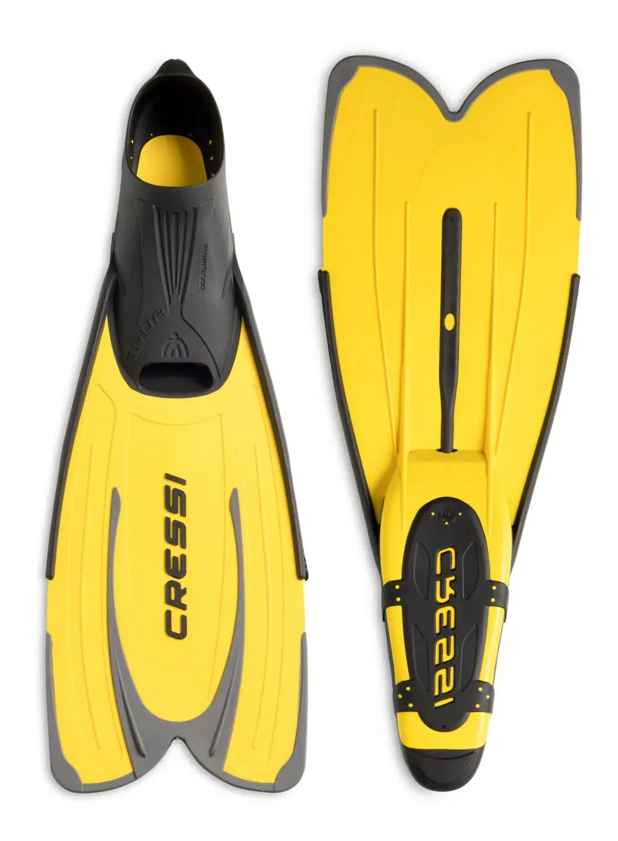 Cressi Agua Full Foot Pocket Fins, Yellow, EU 35/36 | Lightweight Snorkeling Fins with Self-Adjusting Fit - view 2