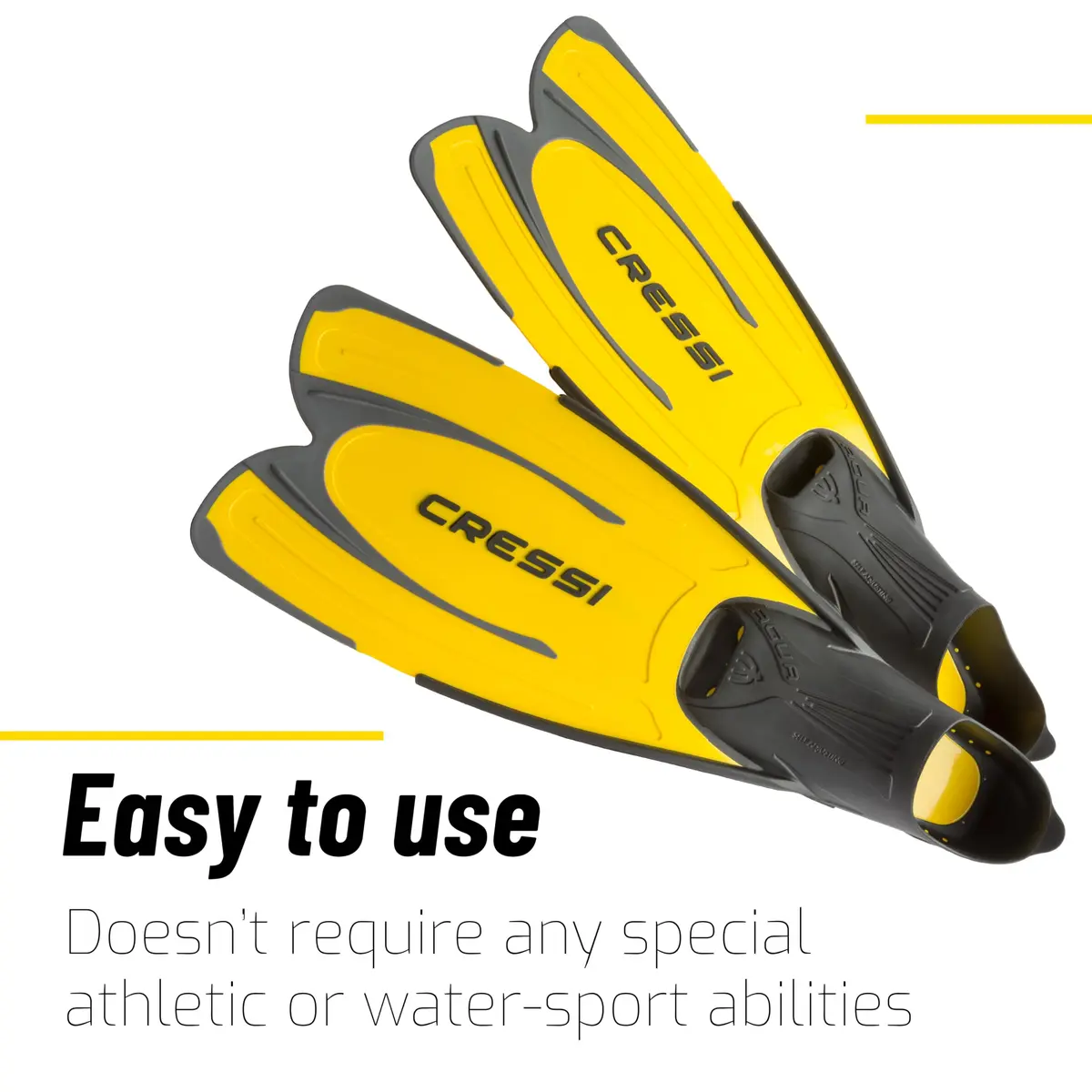 Cressi Agua Full Foot Pocket Fins, Yellow, EU 35/36 | Lightweight Snorkeling Fins with Self-Adjusting Fit - view 4