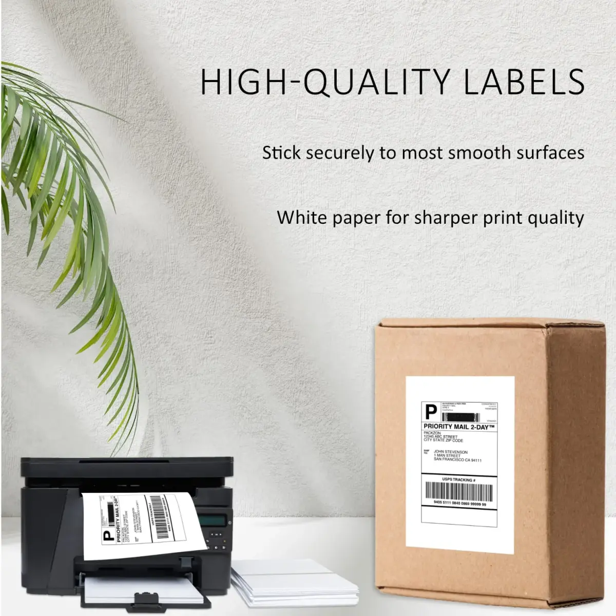 PACKZON Shipping Labels 8.5 x 5.5 Inches White Matte 200 Labels | Professional Grade Adhesive for Laser & Inkjet Printers - view 2