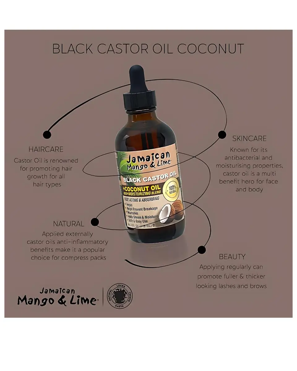 Jamaican Mango & Lime Black Castor Oil 2oz | Strengthens & Moisturizes Hair & Scalp - view 2