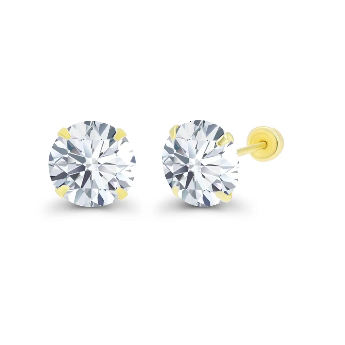 DECADENCE Solid 14k Yellow Gold Hypoallergenic Cubic Zirconia Earrings | 6mm - main product image