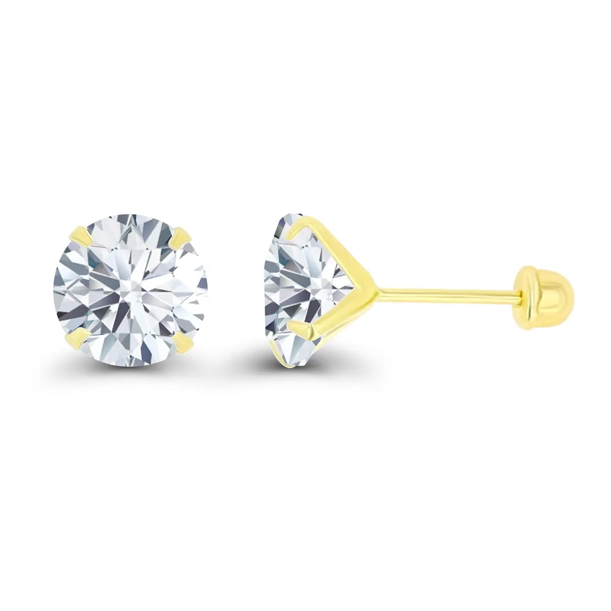 DECADENCE Solid 14k Yellow Gold Hypoallergenic Cubic Zirconia Earrings | 6mm - view 2