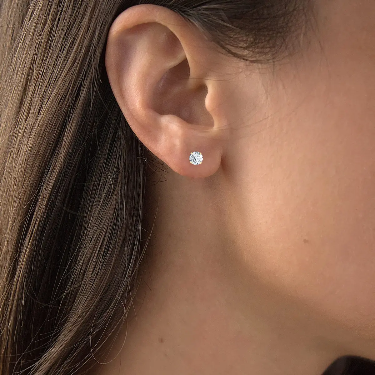 DECADENCE Solid 14k Yellow Gold Hypoallergenic Cubic Zirconia Earrings | 6mm - view 3