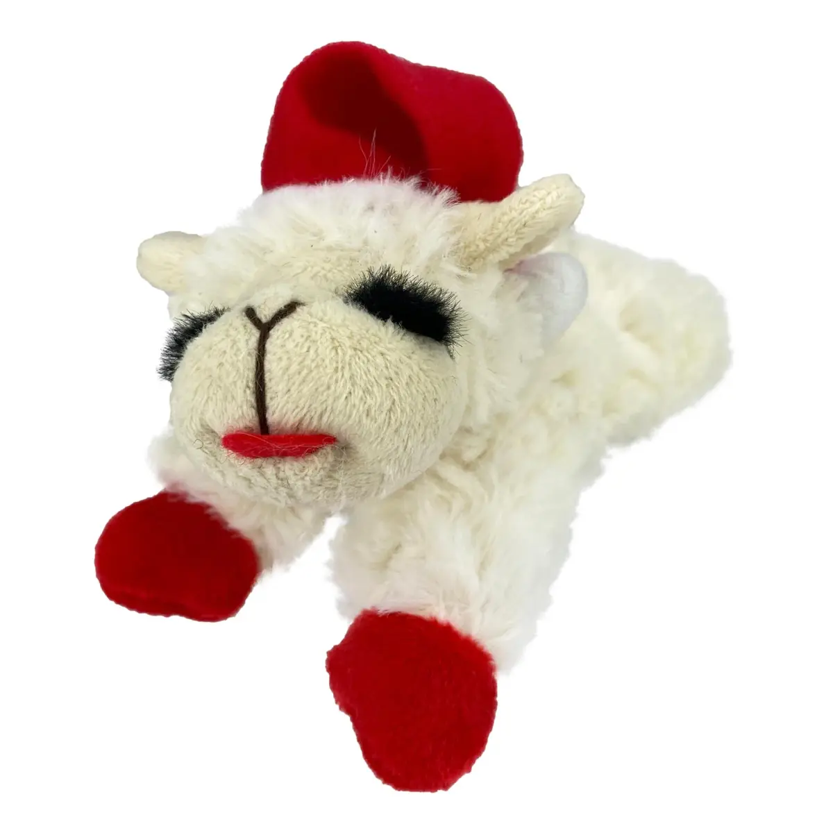 Multipet Lamb Chop Dog Plush Toy with Santa Hat - Squeaky Toy 15cm (6") | Soft & Cuddly for Puppies & Small Dogs - main product image