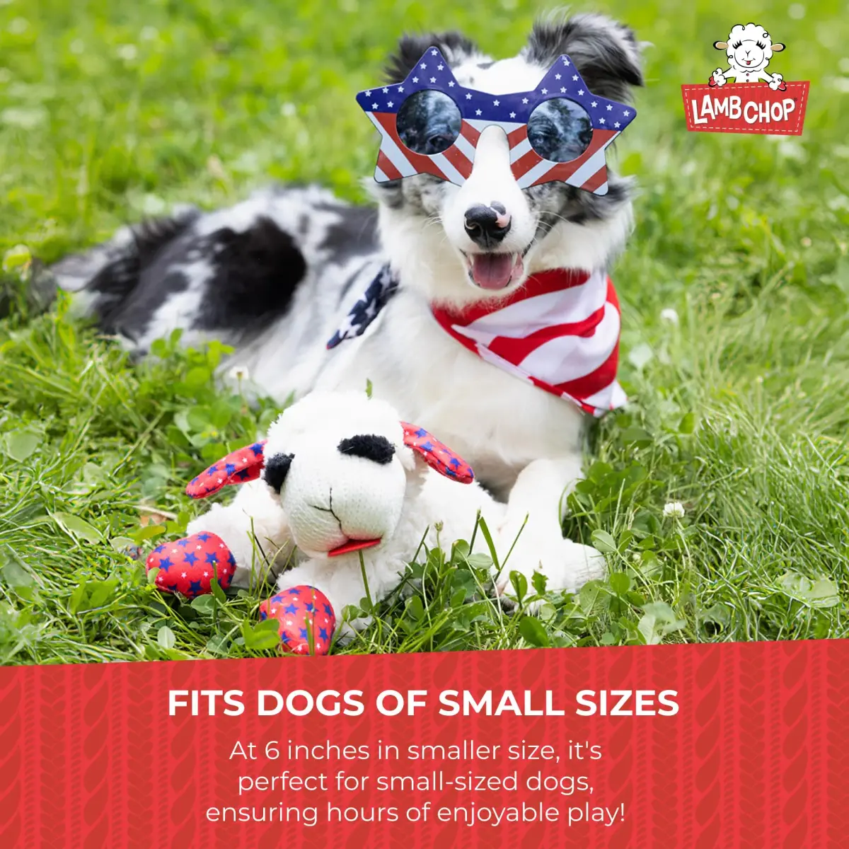 Multipet Lamb Chop Dog Plush Toy with Santa Hat - Squeaky Toy 15cm (6") | Soft & Cuddly for Puppies & Small Dogs - view 7