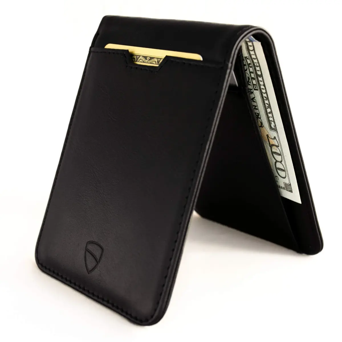 Vaultskin Manhattan Slim Leather Bifold RFID Wallet for Men (Black) | Minimalist Design, Italian Leather, Front Pocket Friendly - main product image