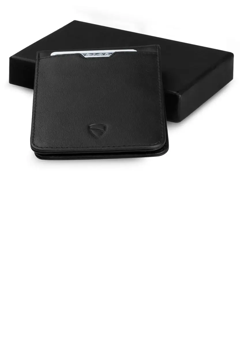 Vaultskin Manhattan Slim Leather Bifold RFID Wallet for Men (Black) | Minimalist Design, Italian Leather, Front Pocket Friendly - view 6