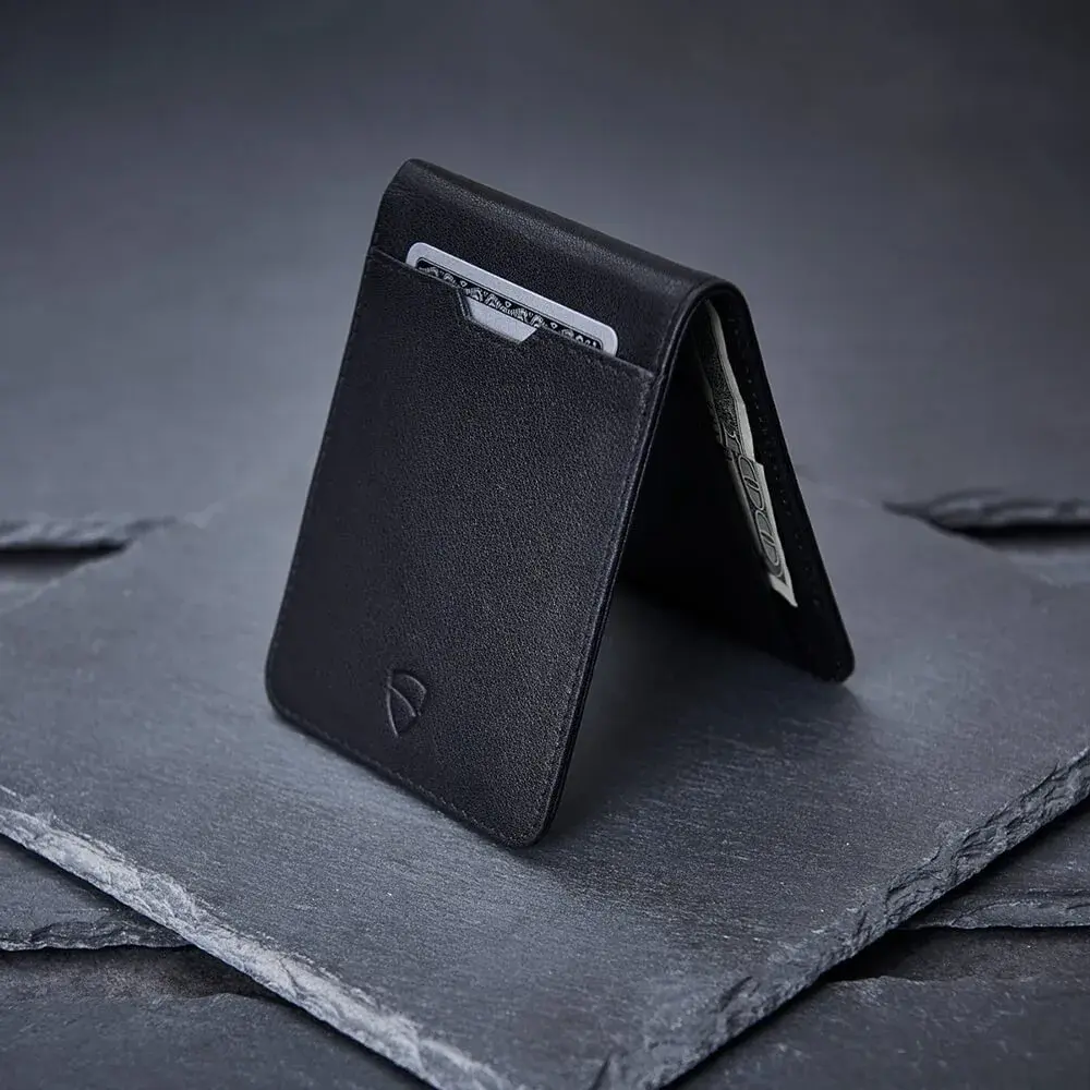 Vaultskin Manhattan Slim Leather Bifold RFID Wallet for Men (Black) | Minimalist Design, Italian Leather, Front Pocket Friendly - view 7