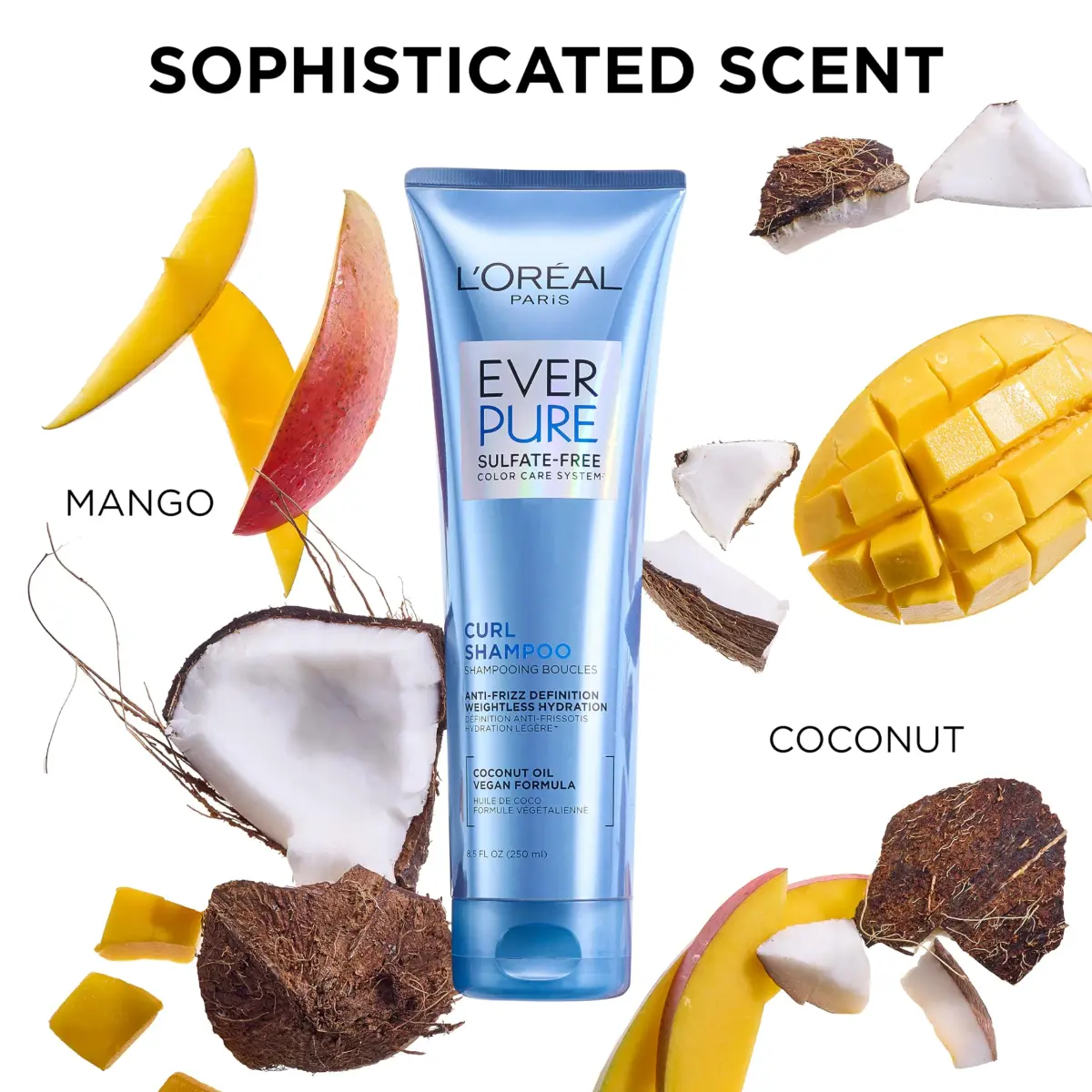 L'Oreal Paris EverPure Sulfate Free Conditioner for Curly Hair 250ml (8.5 Fl Oz) | Anti-Frizz Hydration with Coconut Oil - view 6