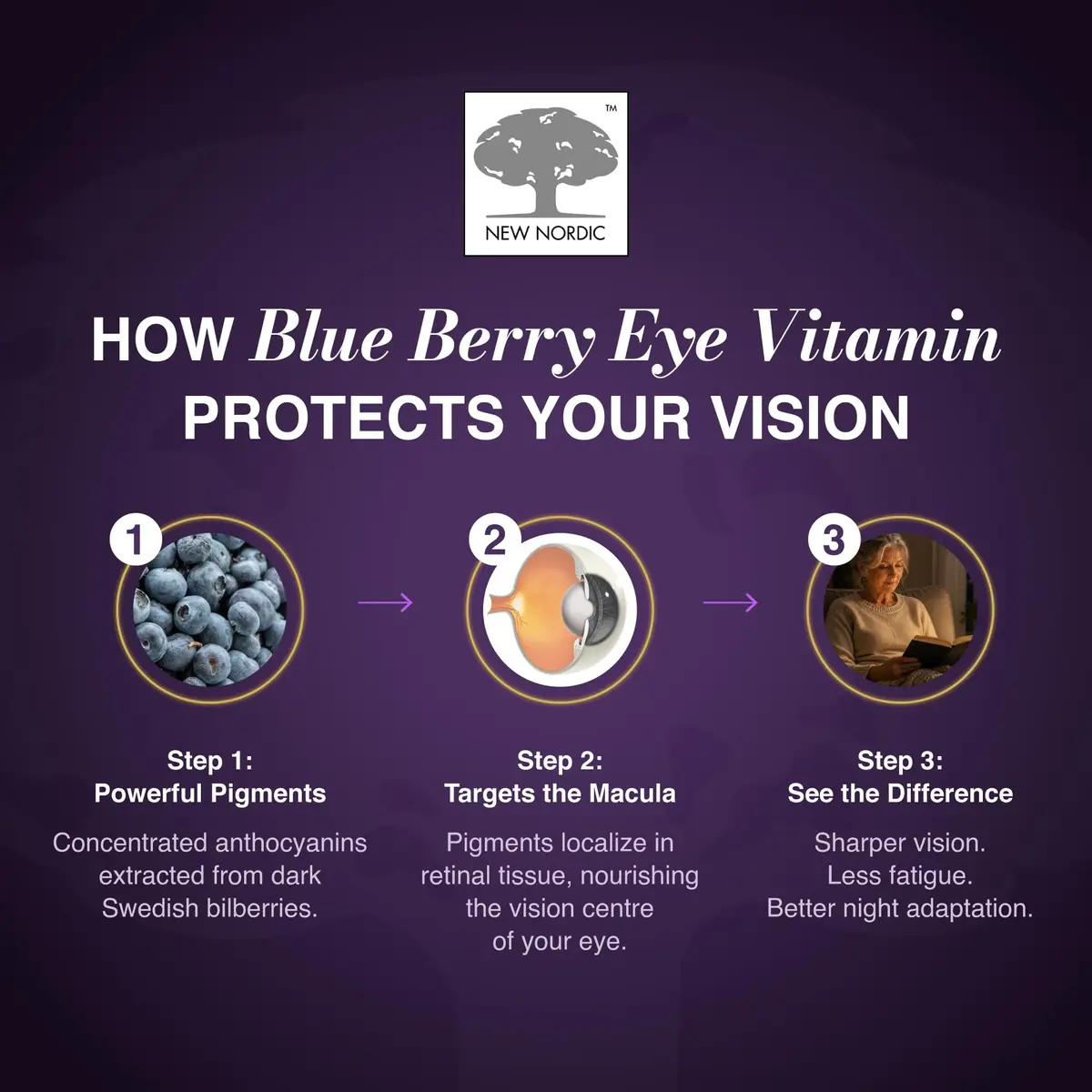 NEW NORDIC Blue Berry Eye Vitamin Supplement 120 Ct. | Vision Support with Lutein & Wild Blueberries - view 6