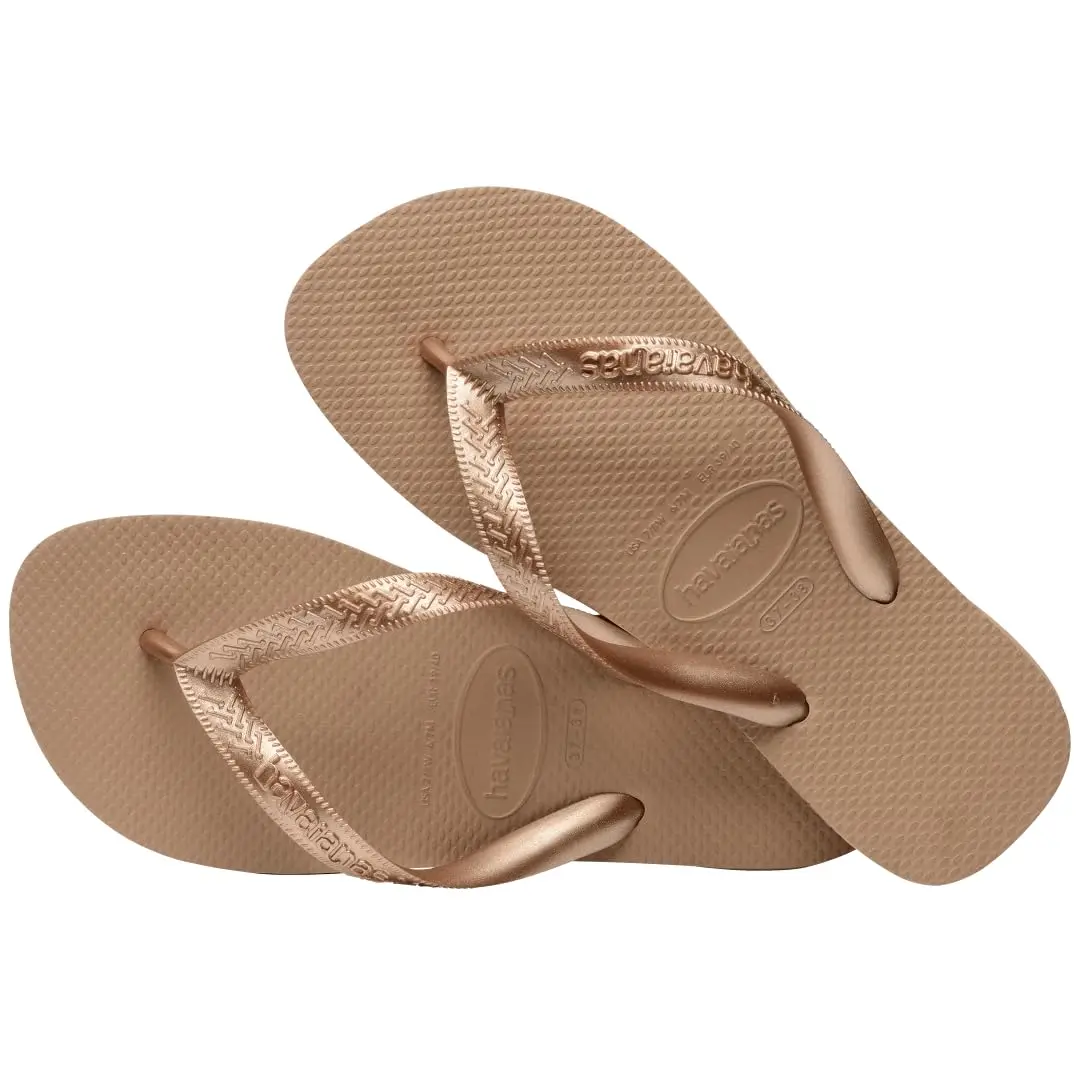 Havaianas Women's Top Tiras Flip Flop Sandal, Rose Gold, 11-12 US | Classic Summer Style with Metallic Straps - view 3