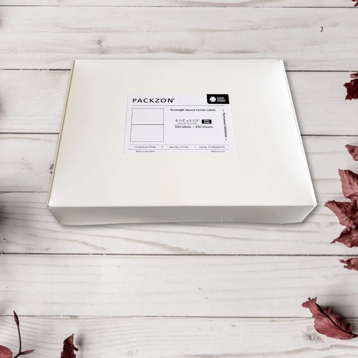 PACKZON Shipping Labels White 8.5 x 5.5 Inches (500 Labels, 250 Sheets) | Laser & Inkjet Compatible - view 6