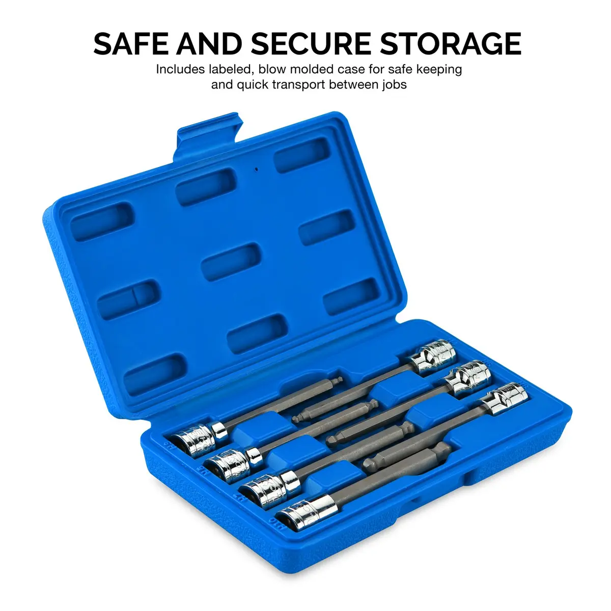 NEIKO Hex-Bit Socket Set 3/8" Drive, Metric, Extra-Long, Ball-End, 7-Piece | Precision Alloy Steel - view 5