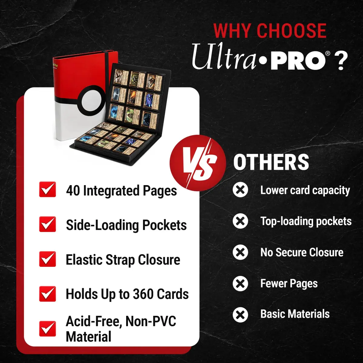 Ultra Pro Pokemon Card Binder 9 Pocket Full-View with Poke Ball Design | Holds 360 Cards - view 6