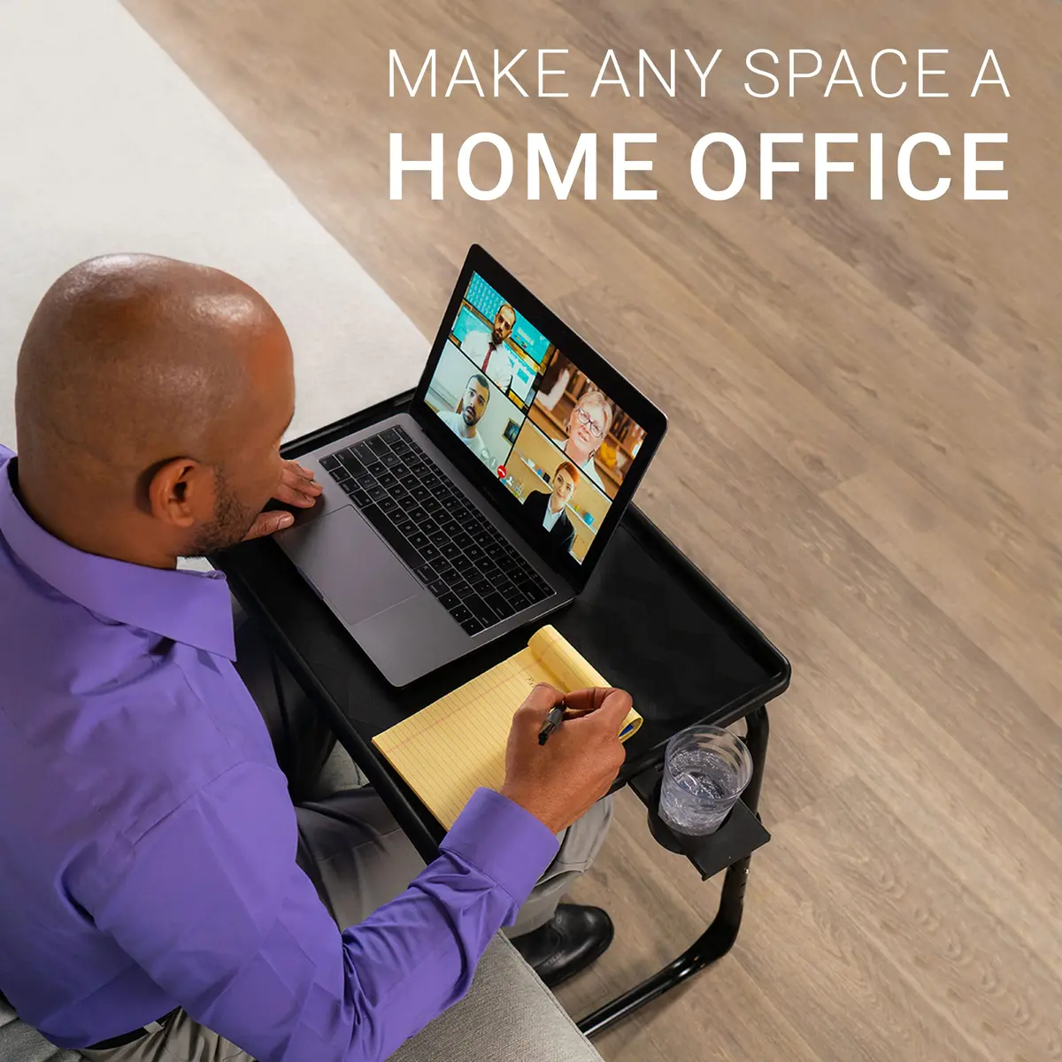 Table-Mate TV Tray Table | Portable Folding Dinner & Laptop Tray, Adjustable with Cup Holder - view 7