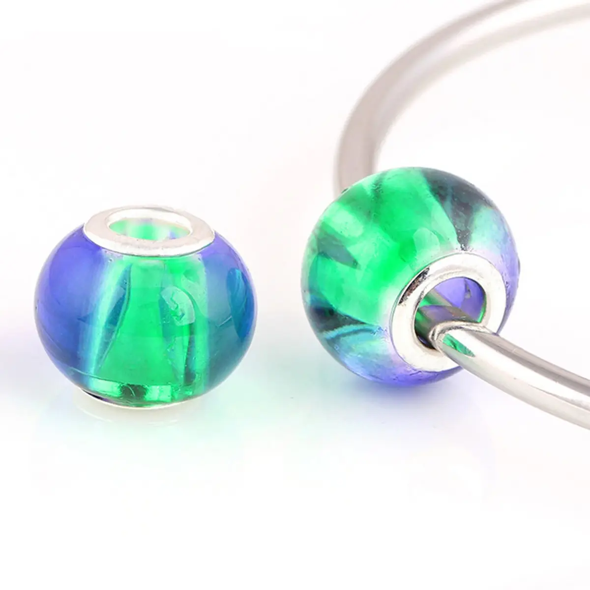 RUBYCA Mix Rainbow Gradient Murano Glass Bead European Charm Bracelet Spacer 100pcs | Compatible with Pandora & More - view 7